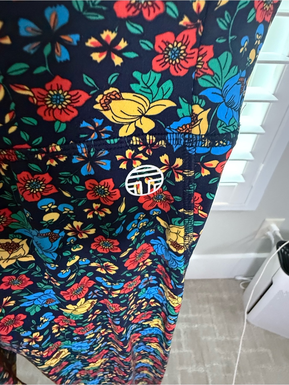 Tory Sport Floral Print Leggings in Black, Blue, Red, Yellow - Picture 5 of 6